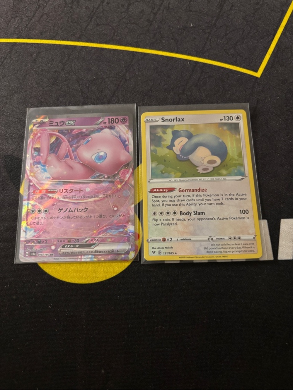 Pokemon Pink Mew EX & Yellow Snorlax Trading Card Duo